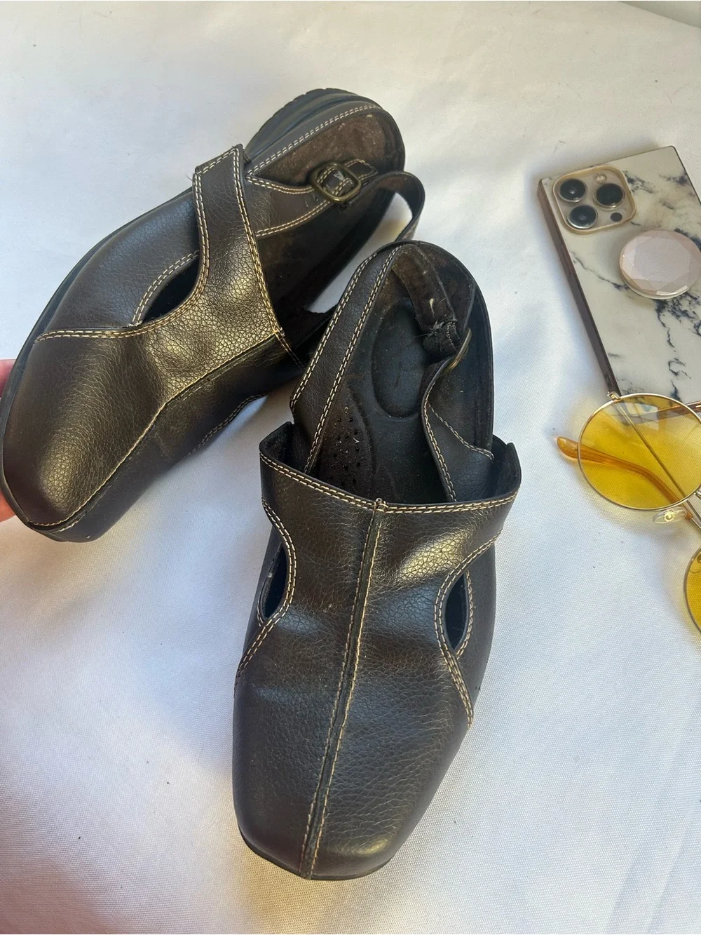 Ocean pacific Comfort have 8W Classic Brown Leather Men's Slingback Sandals op